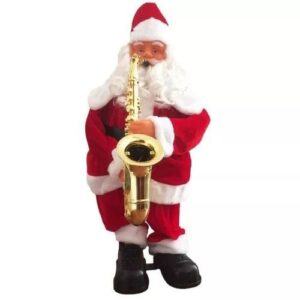 Papai Noel Grande Dança Saxofe 60cm Sensor De Movimento